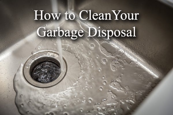 A close up of a sink drain with the words, how to clean your garbage disposal.