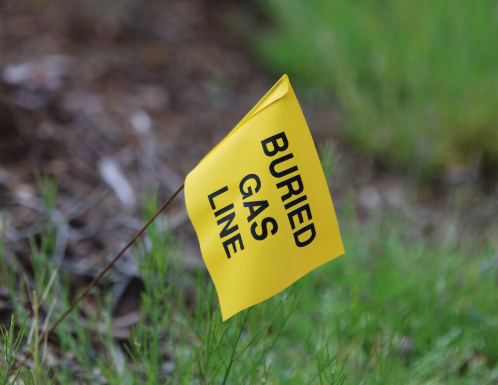 A flag indicating a buried gas line.